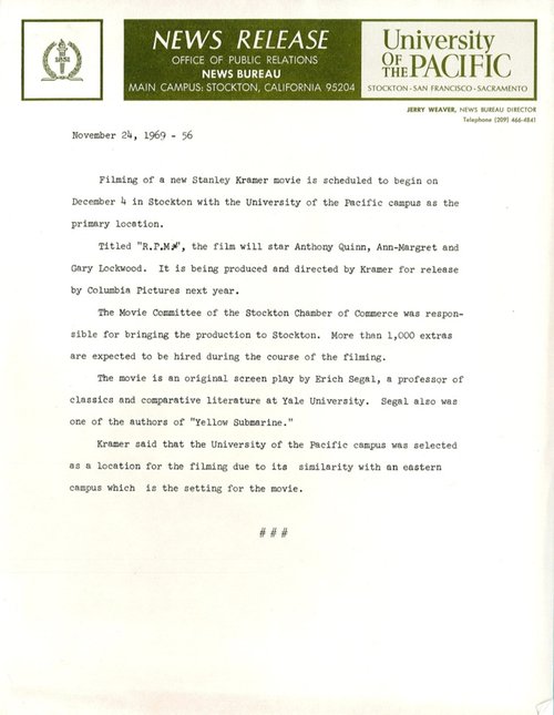 News Release 1969
