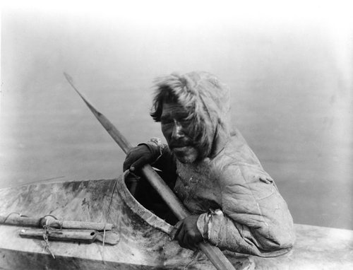 Iñupiat Man in a Kayak