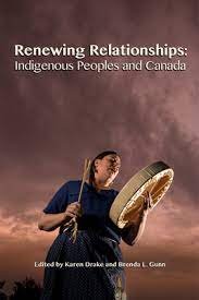 Cover page of indigenous woman beating drum against an overcast sky backdrop