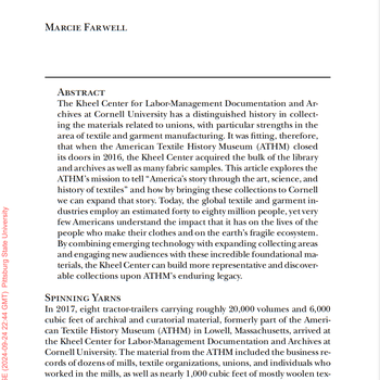 Reweaving the Textile Industry Archive: Strategies for Building Inclusive Collections on the Legacy of the American Textile History Museum