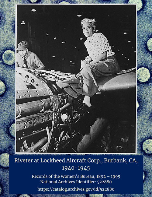 Riveter at Lockheed Aircraft Corp., Burbank, CA, 1940-1945