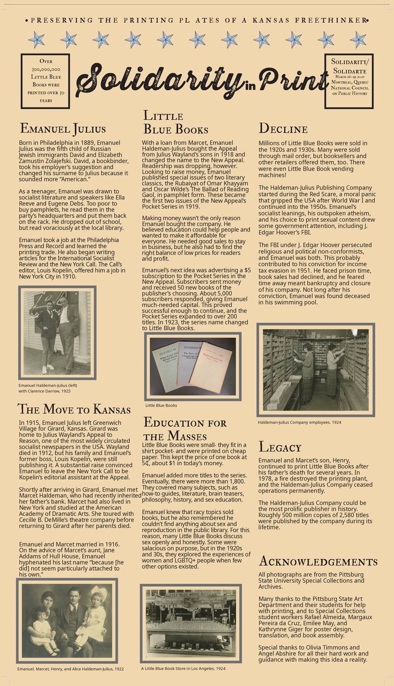 Solidarity in Print Poster- Solidarity in Print Poster -Documents the reasons the printing plates were created and the history of their creator.