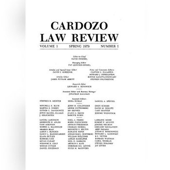 Cardozo Law Review, Vol. 1, Masthead