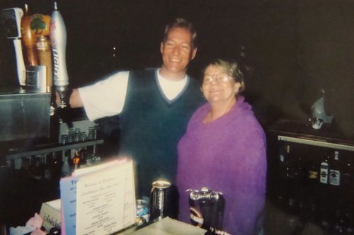 Ted and unknown Lighthouse Bar and Grill ca 1990s John XXIII AIDS Ministries Photos