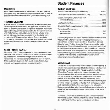 What It Cost: Tuition and Fees at Cardozo in 1977-78