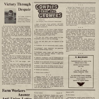 Victory Through Despair, Cow Pies from the Growers & Farm Workers Answer to Anti-Union Letter: Victoria a través de la desesperación, la respuesta de los cow pies de los cultivadores y trabajadores lejanos a la carta antisindical