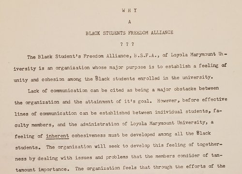 Why a Black Students Freedom Alliance (BFSA)? (Page 1)