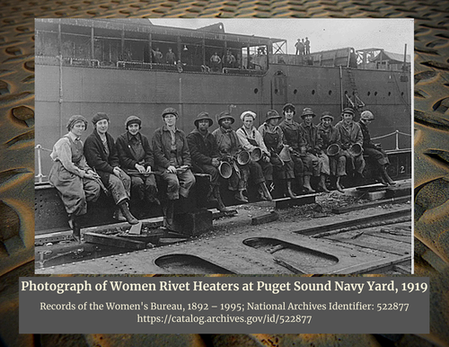 Photograph of Women Rivet Heaters at Puget Sound Navy Yard, 1919