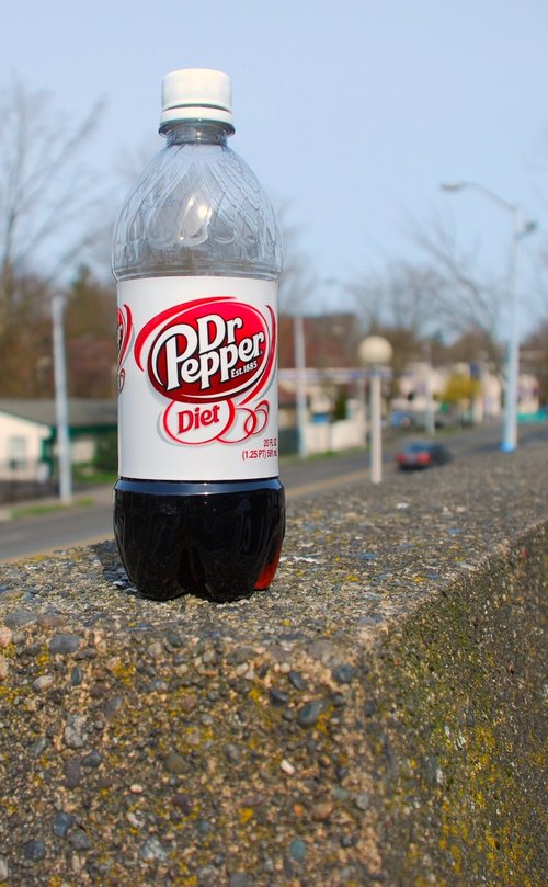 plastic bottle of Diet Dr. Pepper