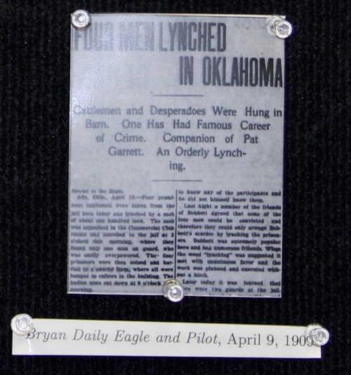 four men lynched in Oklahoma, Bryan Daily Eagle and Pilot, April 9, 1909