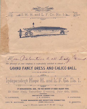 Printed Invitation. Grand Fancy Dress and Calico Ball, 1886
