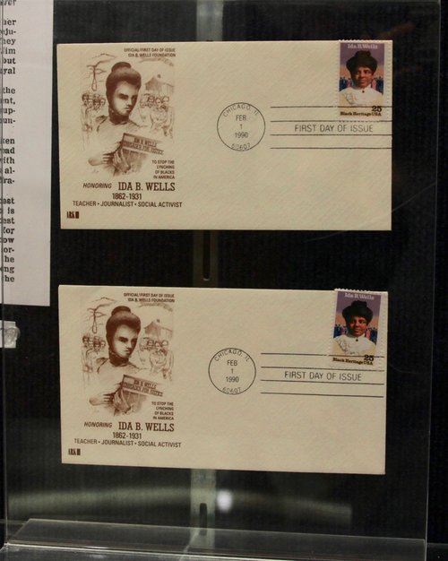 envelopes from the first day of issue of the Ida B. Wells stamp, February 1, 1990