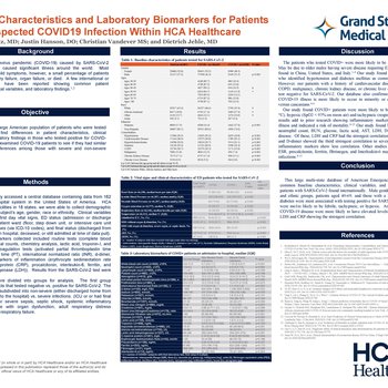 Clinical Characteristics and Laboratory Biomarkers for Patients with Suspected COVID19 Infection Within HCA Healthcare