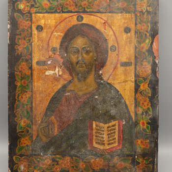 Icon of Christ with Floral Border