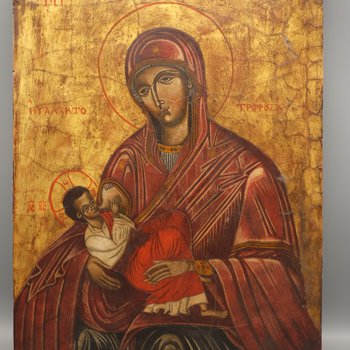 Icon of Mary, the Galaktotrophousa, and Christ