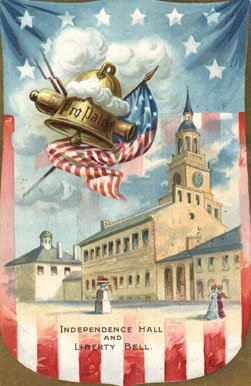 illustration of Independence Hall and the Liberty Bell in Philadelphia, Pa.
