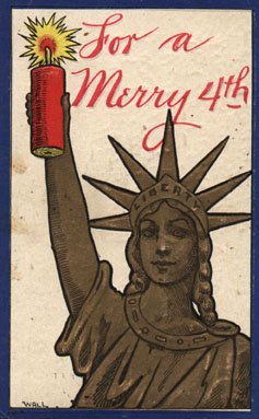 illustration of the Statue of Liberty holding a firecracker
