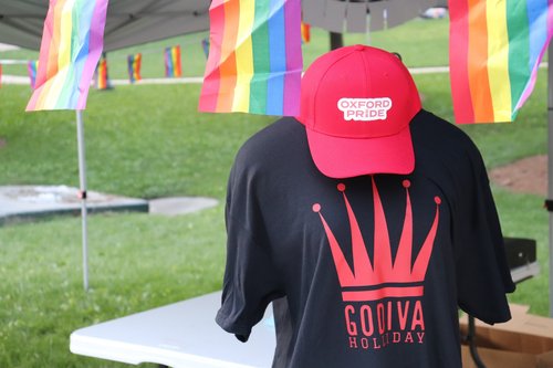 For sale: Oxford Pride hats and t-shirts for Godiva Holliday