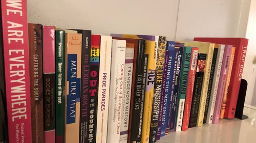 A shelf of scholarly sources