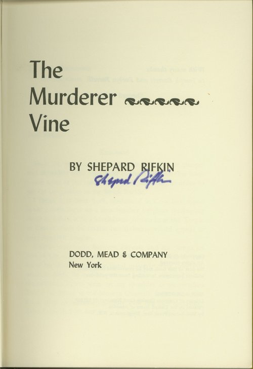 The Murderer Vine / Shepard Rifkin. Title page.