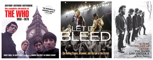 Covers of books about musicians: The Who, The Rolling Stones, The Band