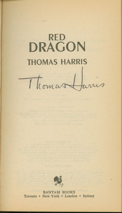Red Dragon / Thomas Harris. Signed title page