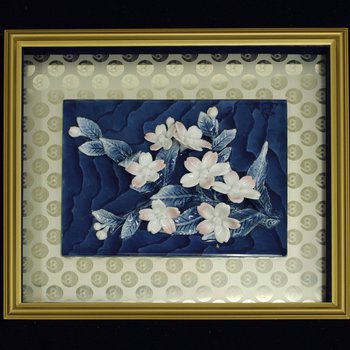 Framed Ceramic Arita Yake Cherry Blossoms