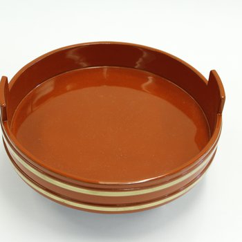 Red Bowl with Two Gold Bands