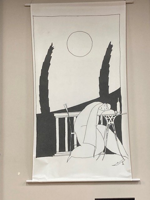 wall hanging with image from Faulkner's Marionnettes