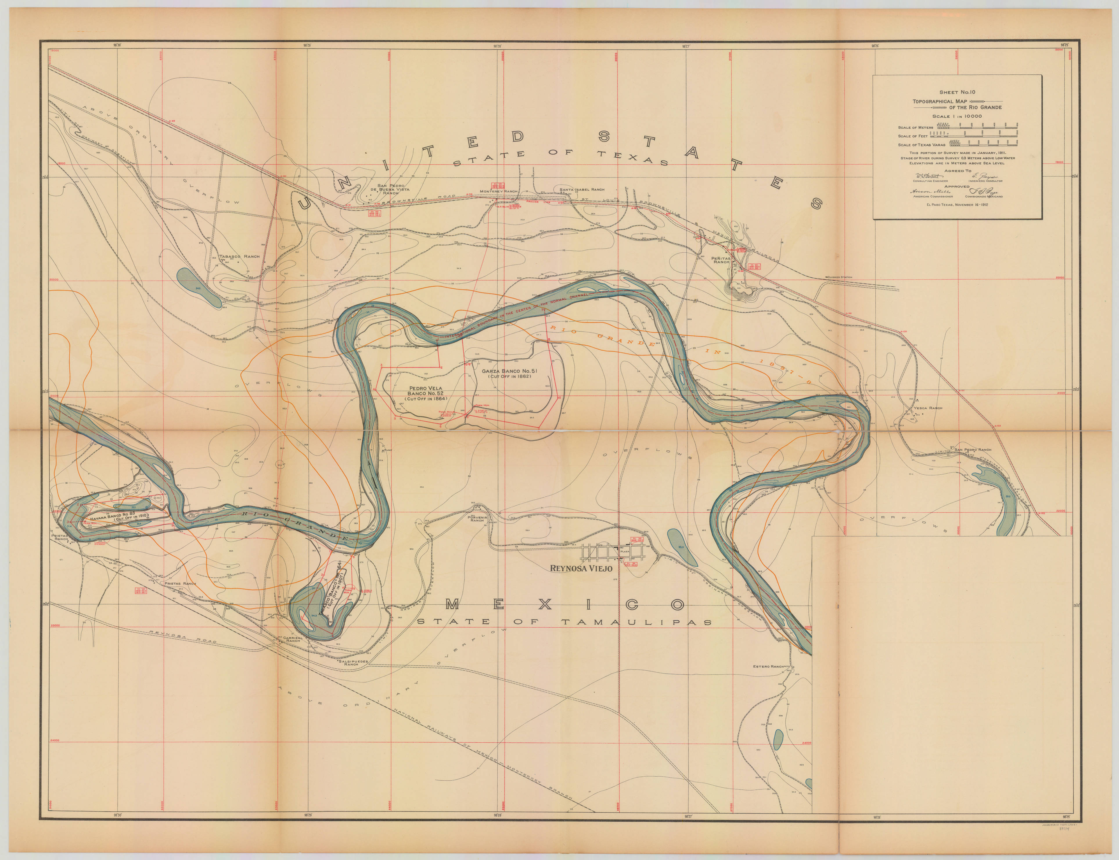 Topographical Map of the Rio Grande From Roma To The Gulf Of Mexico ...